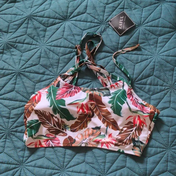 Tropical cropped bikini top - Picture 2 of 3